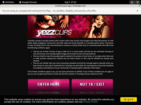 Yezzclips.com Sign Up Page
